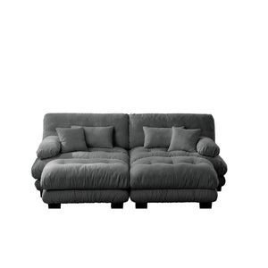 English Elm Cloud Chenille Sleeper Sofa - Modern 2-Seater With Pillows & Ottomans For Cozy Living Room Style W714S01018