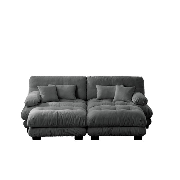 English Elm Cloud Chenille Sleeper Sofa - Modern 2-Seater With Pillows & Ottomans For Cozy Living Room Style W714S01018
