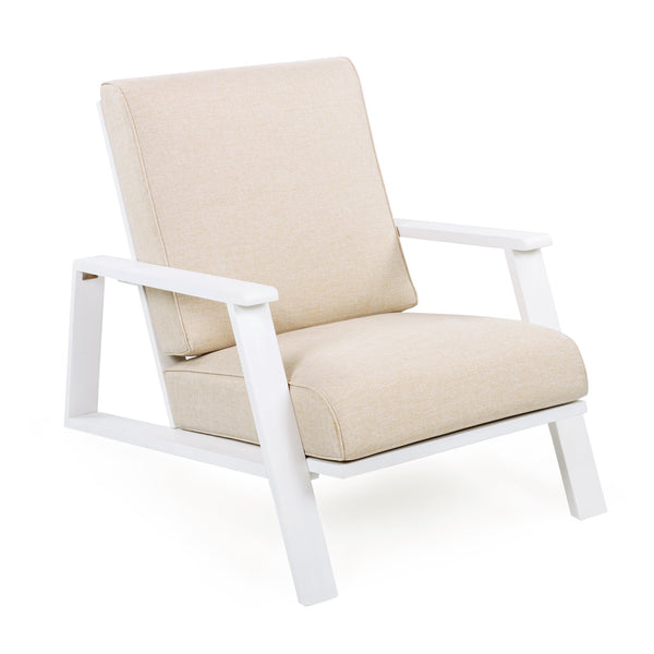 English Elm Christopher Knight Home® - Patio Lounge Chair: Weather-Resistant Beige Cushion & Durable White Acacia Wood For Ultimate Comfort N779P291591W