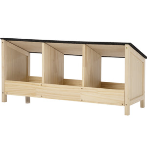 English Elm Chicken Nesting Box with Asphalt Roof Three Compartments Solid Pine Backyard Coop W2181P363545
