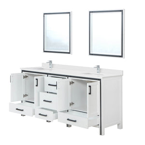 English Elm White Double Bath Vanity 72 in. W x 22 in. D with White Quartz Top, Chrome Faucets & 30" Mirrors Durable Finish and Scratch-Resistant Surface for Long-Lasting Use B2731S01129