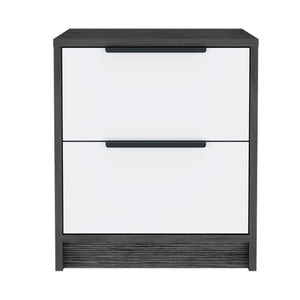 English Elm Washington Two Drawer Nightstand with Open Shelf Modern Two Tone Bedroom Storage B128P148988