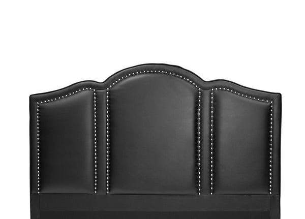 English Elm FULL Faux Leather Full Bed in Black with Solid Wood Frame, Headboard 49" H, Sleek Modern Design B089S00132