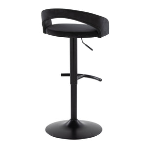 English Elm Adjustable Velvet Swivel Barstools with Matte Black Base for Kitchen or Home Bar Set of 3 B202S02051