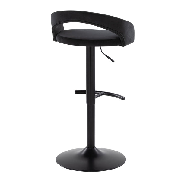 English Elm Adjustable Velvet Swivel Barstools with Matte Black Base for Kitchen or Home Bar Set of 3 B202S02051