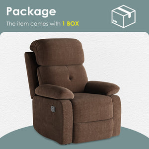 English Elm Small Recliner Chair with Padded Cushioning and Acacia Wood Frame, Easy Assembly, 330lb Capacity Chocolate T3623P408680