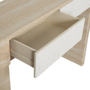 English Elm Entryway Console Table with Fluted Drawers Warm Woodgrain Finish for Hallway or Sofa W3040P455735