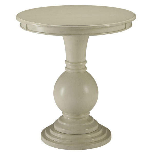 English Elm Antique Round Accent Table with Turned Pedestal Base, Compact 26.5" Classic White Side Table for Cozy Spaces B062P185650