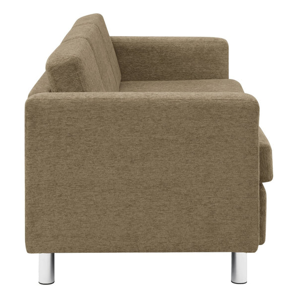 OSP Home Furnishings Pacific Modern 3-seater Sofa with Chrome Legs and Performance Fabric for Contemporary Living Taupe PAC53-S125