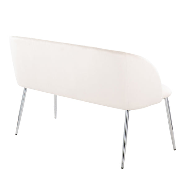 English Elm Bench Velvet Upholstered Glam Seating with Chrome Legs for Bedroom or Entryway B202P471366