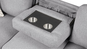 English Elm Pinto Reversible Sectional Sofa with Sleeper, Storage Chaise, Drop-Down Tray, USB Ports, Shelves Gray B009S01471