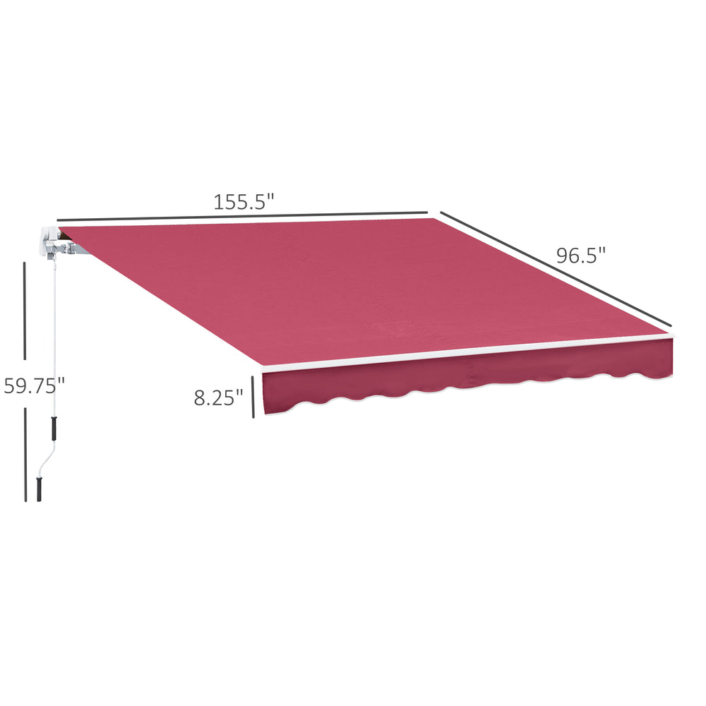 English Elm Retractable Patio Awning with Manual Crank Aluminum Frame Uv Resistant Outdoor Shade T3971P384339