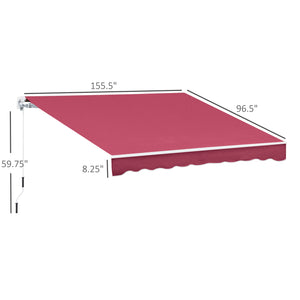English Elm Retractable Patio Awning with Manual Crank Aluminum Frame Uv Resistant Outdoor Shade T3971P384339