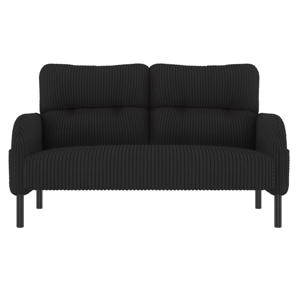 English Elm United We Win Corduroy Two Seat Sofa with Lumbar Support and Built in Storage Pockets Black W1568P386171