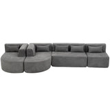 English Elm 143.7" Upholstered Sofa Free-Combined Sofa Couch With Two Chaise Lounge and Five Back Pillows For Living Room, Light Gray