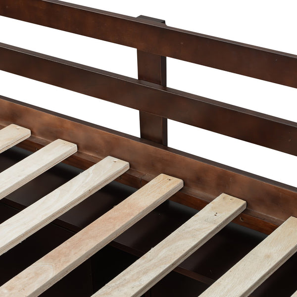 English Elm Twin Over Full Bunk Bed with Wardrobe Storage Stairs Shelves and Usb Charging Espresso LT000292AAP