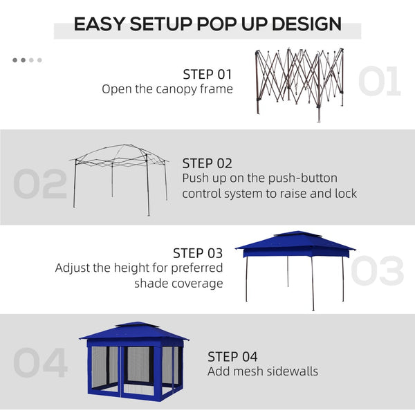 English Elm Outsunny 11' X 11' Instant Pop-Up Canopy With Screened Walls - Perfect Outdoor Shelter For Events! W2225P229371-GIGA