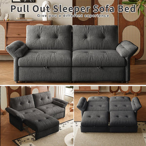 English Elm This Chenille Convertible Sofa Bed Seats Three and Unfolds Flat for Guests Easily Grey W3820S00046