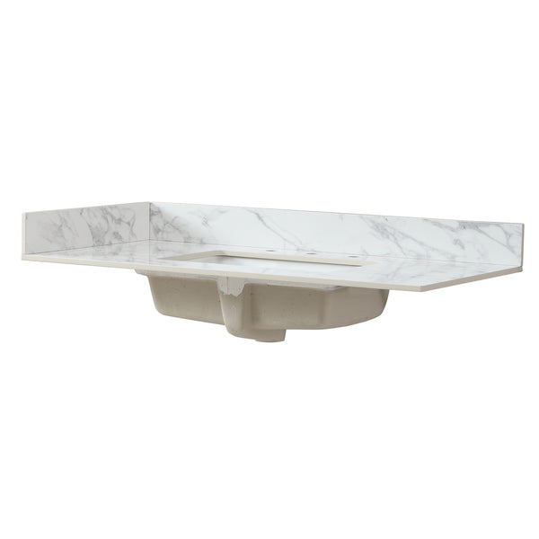 English Elm 43" 43" x 4" Bathroom Sink Side Splash Carrara White Engineered Sintered Stone Durable Stain-Resistant Trim W509P214762