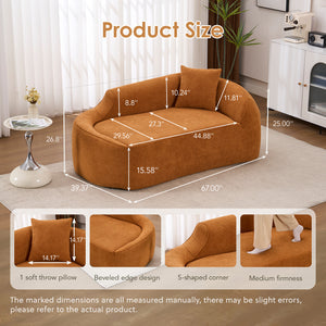 English Elm Ly-048 Sculpted Chenille Chaise Lounge Convertible Sleeper Sofa for Modern Living Spaces Orange W2231P401727