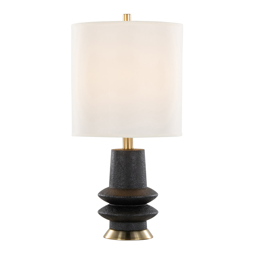 English Elm Lloyd 26" Set Of 2 Contemporary Table Lamps - Matte Black Base, Brass Accents & White Linen Shade B202P224002