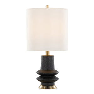 English Elm Lloyd 26" Set Of 2 Contemporary Table Lamps - Matte Black Base, Brass Accents & White Linen Shade B202P224002