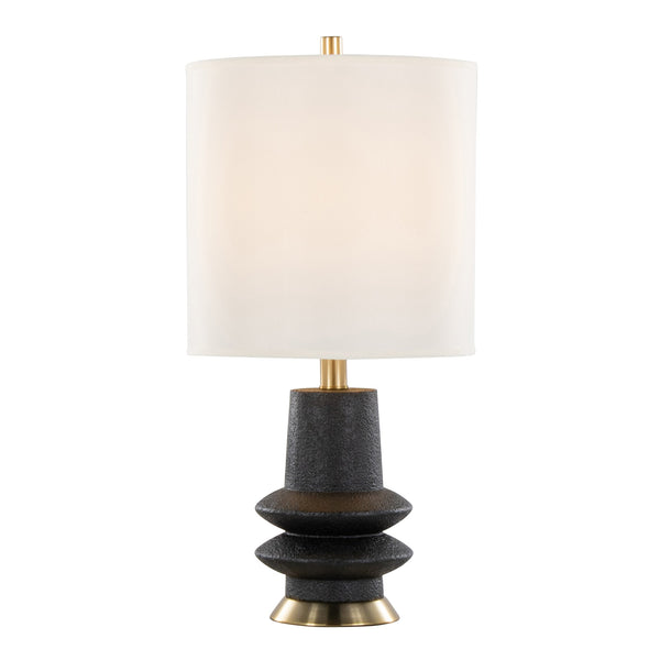 English Elm Lloyd 26" Set Of 2 Contemporary Table Lamps - Matte Black Base, Brass Accents & White Linen Shade B202P224002