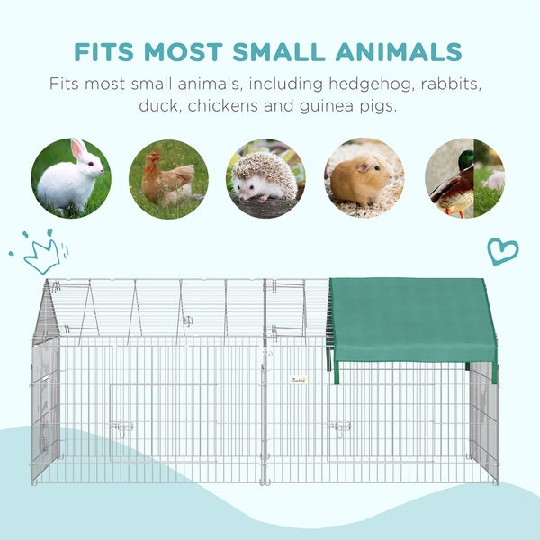 English Elm Pawhut Roofed Small Animal Enclosure with Four Gates for Rabbits Chinchillas Chickens W2225P173732
