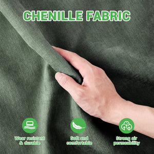 English Elm Three-Seater Chenille Sofa Set With Modular Ottomans, Elegant Design, High-Resilience Comfort, Green W714S01217-GIGA