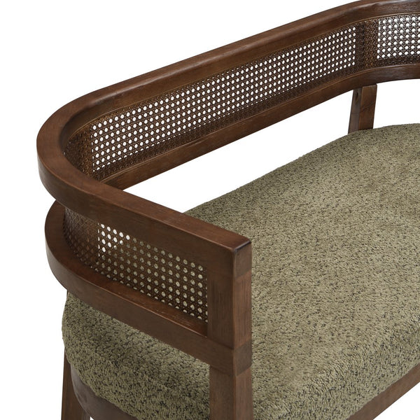 English Elm 47.5" Hand-woven Rattan Loveseat with Open Weave Back and Cushioned Two-seat Comfort Green,Walnut N771P381036L