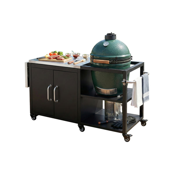 English Elm K&k Stainless Steel Outdoor Grill Cart with Cabinet Drop Leaf and Swivel Casters N707P397500B