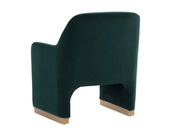 Sunpan Jaime Lounge Chair - Elegant Upholstered Seating with Gold Stainless Steel Base for Stylish Spaces Meg Dark Emerald