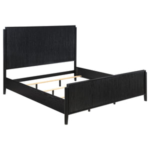 English Elm Mason Black Panel Bed with Fluted Detailing and Modern Squared Headboard for Sleek Bedroom Style B062S01119