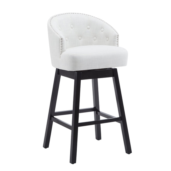 English Elm Christopher Knight Home® - 33.25" Swivel Counter Stools Set of 2 — 360° Upholstered Button-Tufted Armless Bar Stools, Black-Beige N780P185530B