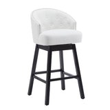 Christopher Knight Home® - Noble House - - 33.25" Swivel Counter Stools Set Of 2, Upholstered Counter Height Bar Stools With Solid Rubber Wood Frame, Backrest, Footrest, Armless Barstools For Home Bar, Kitchen Counter, Black + Beige