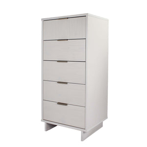 English Elm Granville 24" White 5-Drawer Chest With Gold Hardware – Elegant Storage & Modern Glam Design B365S00068