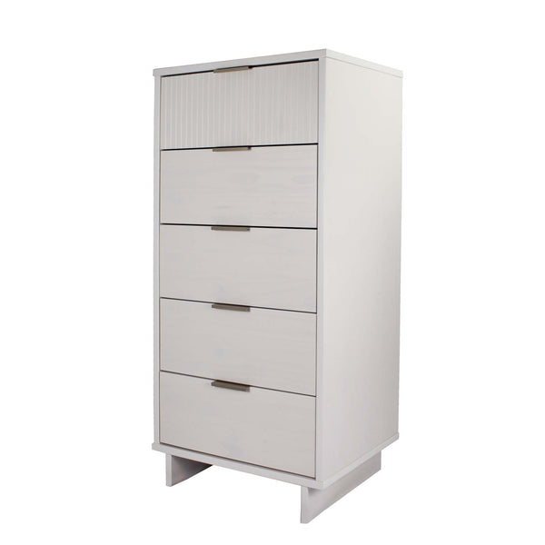 English Elm Granville 24" White 5-Drawer Chest With Gold Hardware – Elegant Storage & Modern Glam Design B365S00068