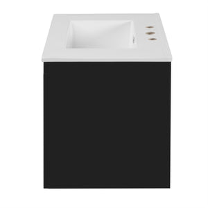 English Elm 30" Bathroom Vanity with Sink — Wall-Mounted Ceramic Basin, Soft-Close Storage, Floating Modern Design Black N710S324096B
