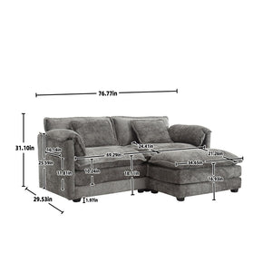 English Elm United Cozy Chenille Double Sofa With Removable Armrests, Footstool & Side Pockets For Storage W1568S00130-GIGA