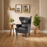 Christopher Knight Home® Warner High Back Bonded Leather Club Chair with Birch Wood Legs - Modern Comfort and Style in Brown - 31.00 x 32.75 x 41.25