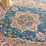 Nourison Passion PSN20 Machine Made Power-loomed Floral Border Indoor Only Bohemian  Rug Teal Multicolor, Teal Multicolor 100% Polypropylene 99446765284