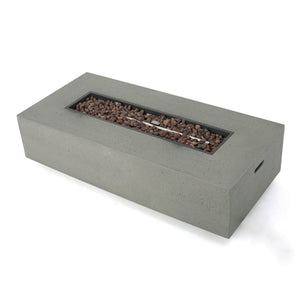 English Elm 50000 Btu Rectangular Mgo Concrete Propane Fire Table for Outdoor Patio Gatherings 59242.00WHI-50K_59243.00WHI