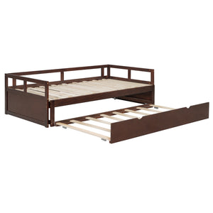 English Elm Extending Twin Daybed with Pull Out Trundle Solid Pine Wood Frame Guest Room N708P336535P
