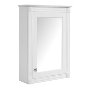 English Elm 20" Medicine Cabinet with Mirror — Space-Saving Wall-Mounted Bathroom Storage with Adjustable Shelf, Modern Carved Design White N710P317680K