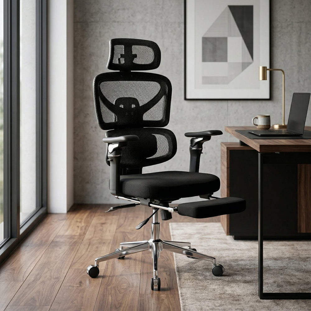 English Elm Ergonomic Mesh Home Office Chair with Massage Lumbar 6d Arms and 4d Headrest W2069P454356