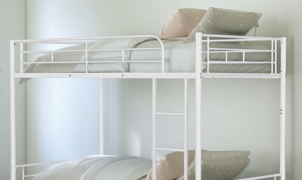 English Elm Twin Arch Slat Bunk Bed with Patented Insert & Lock Joint System — Sturdy Transitional Style, Space-Saving Design White 14 L x 80 W x 7 H B2741P348887