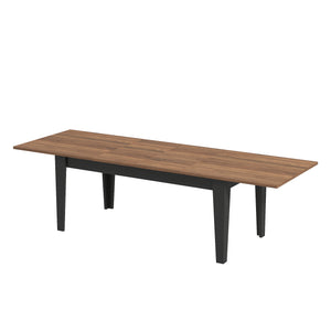 English Elm Dining Table Extendable Woodgrain Melamine Top Seats up to Ten Open Plan Kitchen Walnut+Black W331S00206