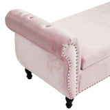 Christopher Knight Home® - Noble House - - Velvet Multifunctional Storage Rectangular Ottoman Bench With 1 Pillow, Pink