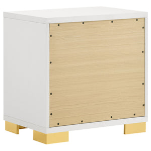 English Elm Jeremiah Art Deco 2-Drawer Nightstand in Crisp White with Gold Accents — Bold Legs, Sleek Storage B062P378336
