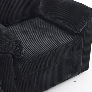 English Elm 33 Inch Oversized Swivel Corduroy Lounge Chair with Plush Chenille Cushioning and Support Springs Black W1829P265018